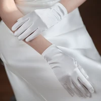 WG066 Elegant Satin White Short Bridal Gloves Finger Wrist Brides Bridesmaid Handschuh Women Pageant Perform Prom Accessories - Image 5