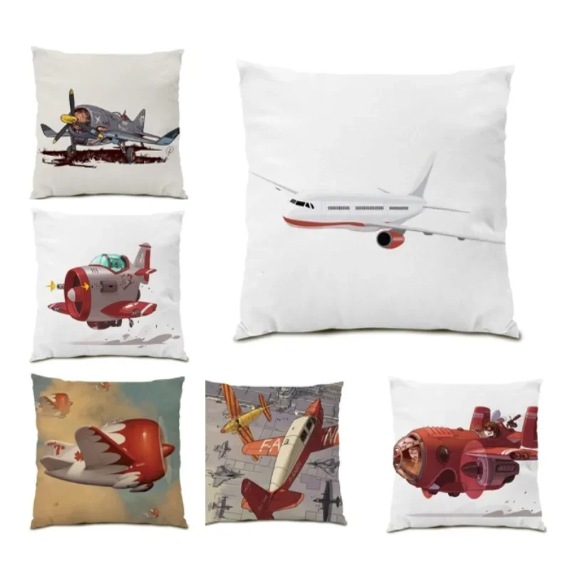 

2024 Hot Sale Pillow for Sofa Plain Decor Home Airplane Painting Bed Decoration Cushion Cover Double Side Pillowcase DE1397