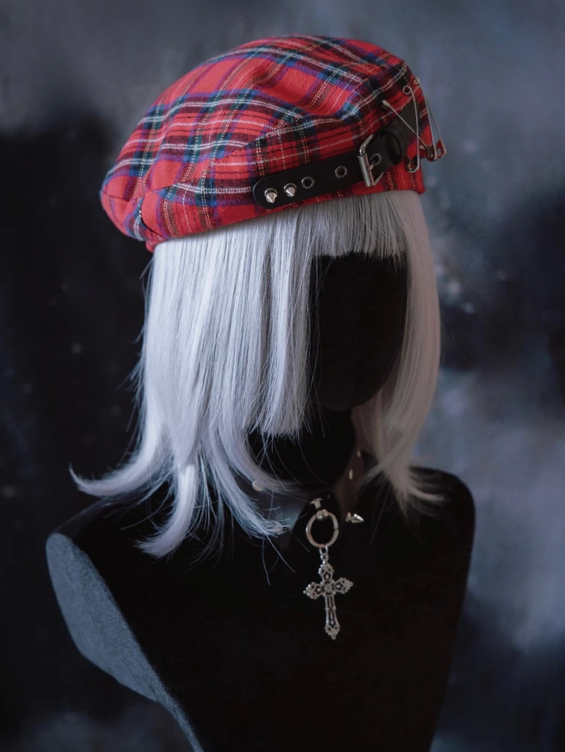 Fashion Women's Lolita Berets Cute Sailor Beret Gothic Wool Beret Hat with Lovely buckets for Fall Winter