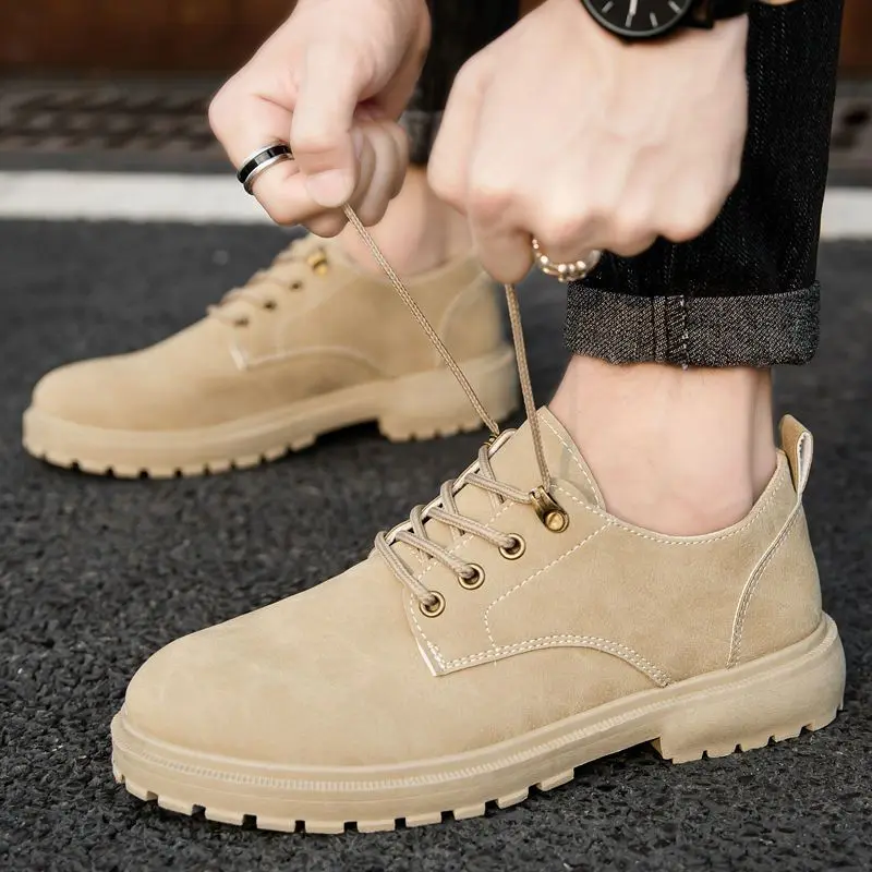 Office Men's Leather Shoes Platform Thick Sole Brogue Male Casual Shoe Round Toe Summer Sale Comfortable Cowhide Slip-on New In