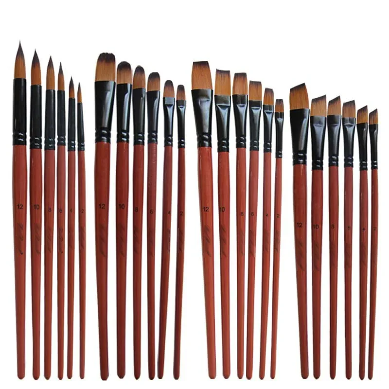 Art Model Paint Nylon Hair Acrylic Oil Watercolour Drawing Art Supplies Painting Craft Artist Paint Brushes Set 6 Pcs painting brushes