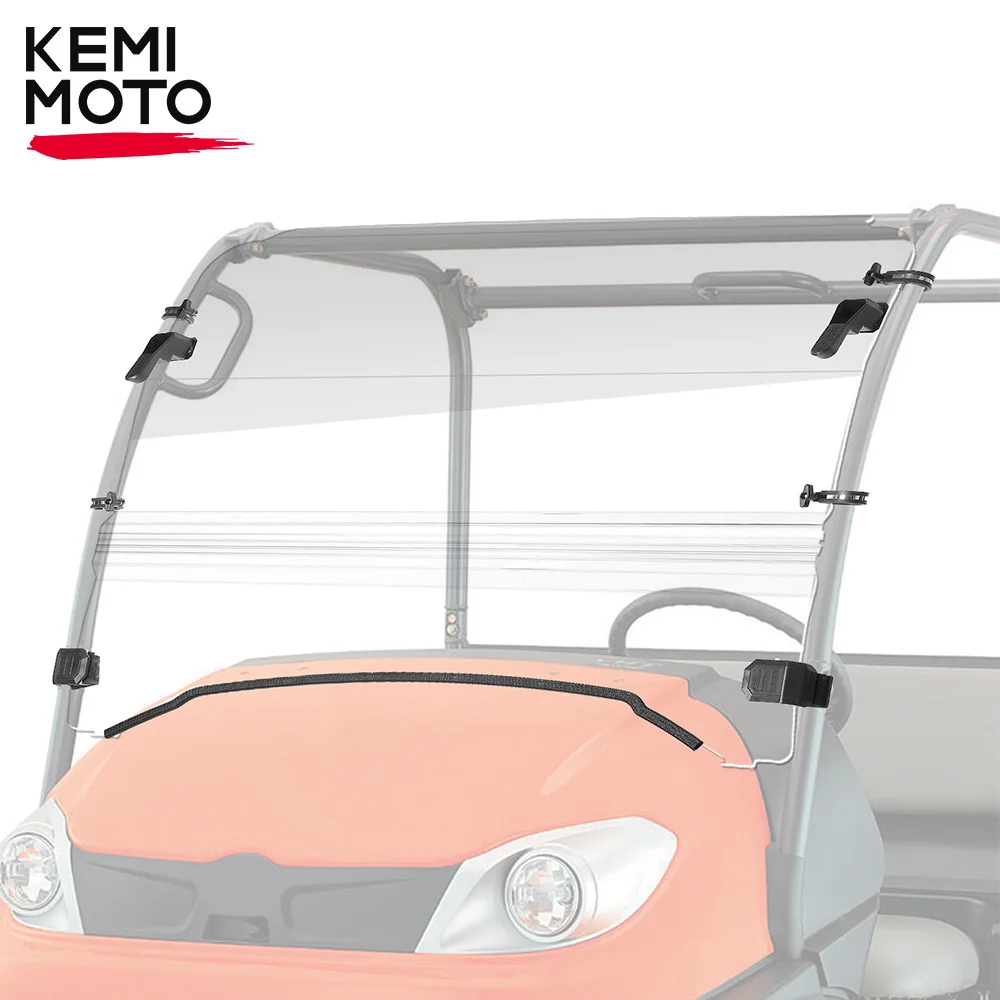 KEMIMOTO Front Flip Folding Windshield Compatible with Kubota RTV 400 500 520 Scratch Resistant Full Fold Up Windscreen Window flexible universal car windscreen washer wiper nozzle jet diy front window washer outlet wiper nozzle adjustment