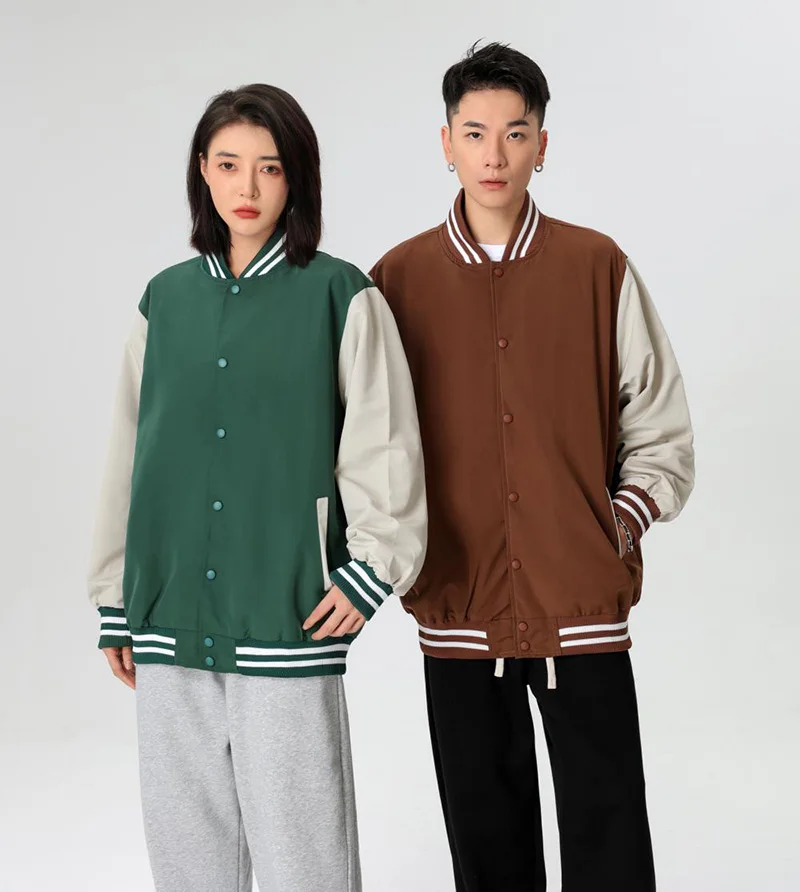 Unisex Retro Baseball Jacket PU Leather Long Sleeve Loose Trendy Baseball Uniform Y2k Streetwear Coat Couples Casual Clothes