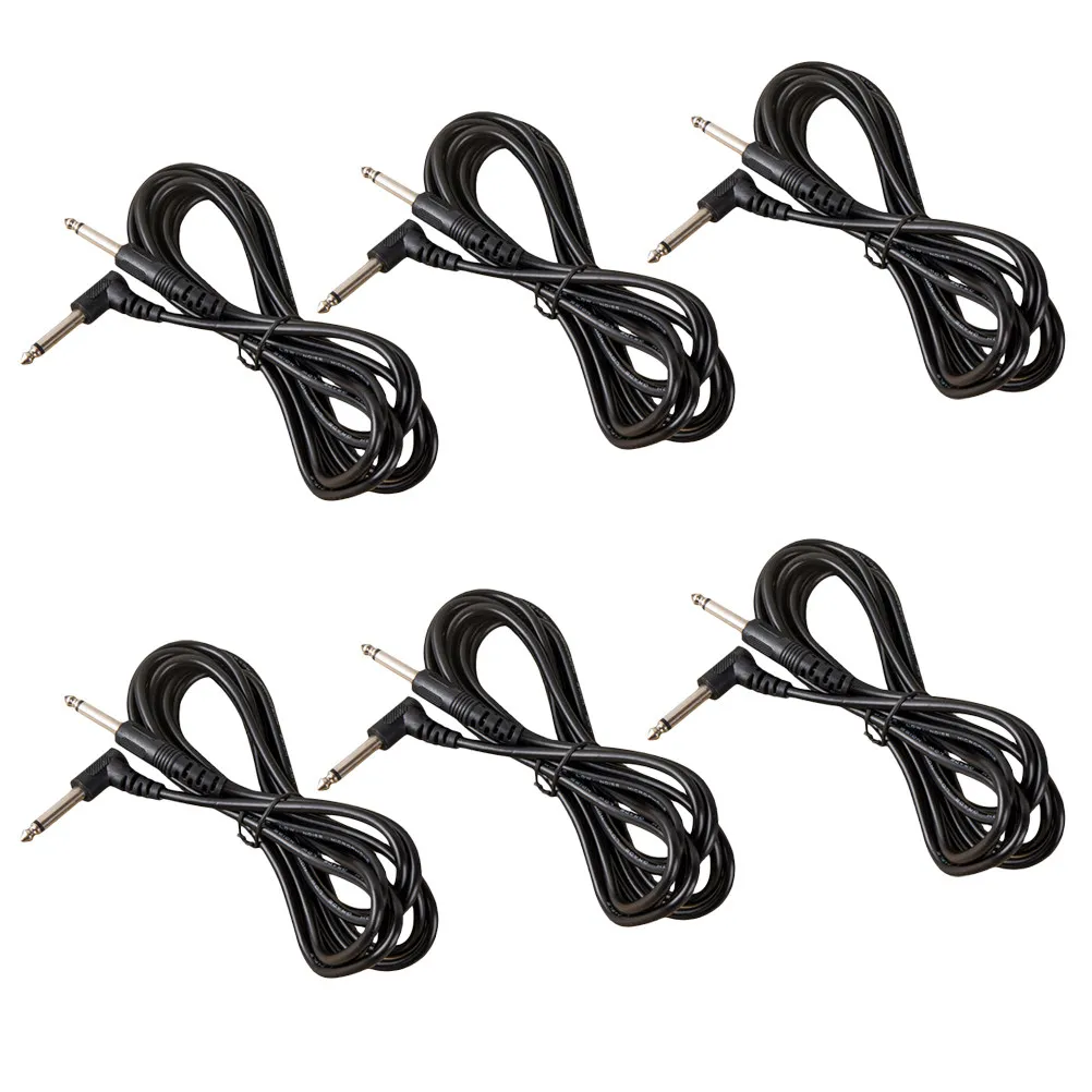 10Pcs 3 미터 6.35mm 전문 효과 페달 패치 케이블 기타베이스 스피커 스튜디오 무대 사용을위한 90도 각도 디자인 블랙