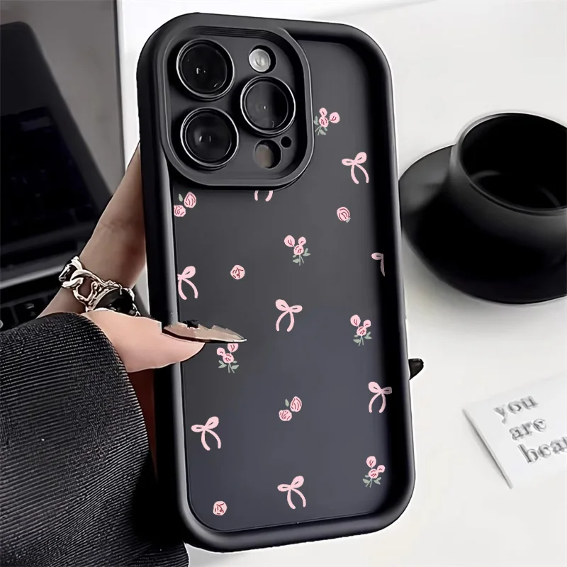 thumbnail image 1 of Bonita funda para teléfono para iPhone 15, funda para iPhone 11, 13, 12, 14, 16 Pro Max, XR, XS, 7, 8 Plus, SE, a prueba de golpes, con lazo de cereza, 1 of 4