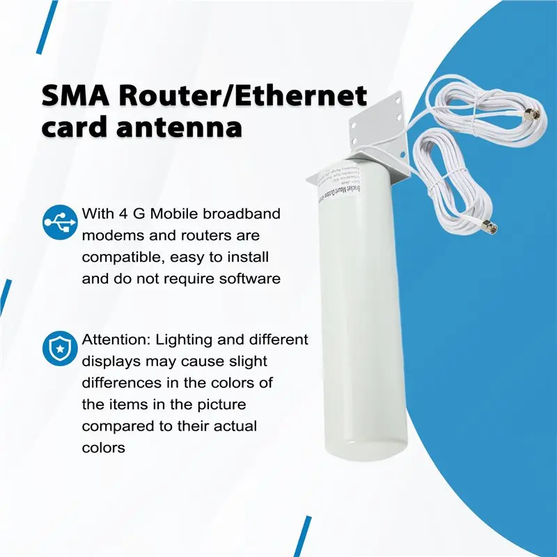 A12E-4G LTE 안테나 SMA 외부 안테나 3G 4G 실외 안테나 10-12Dbi(3G 4G 라우터 모뎀용 듀얼 SMA 커넥터 포함)
