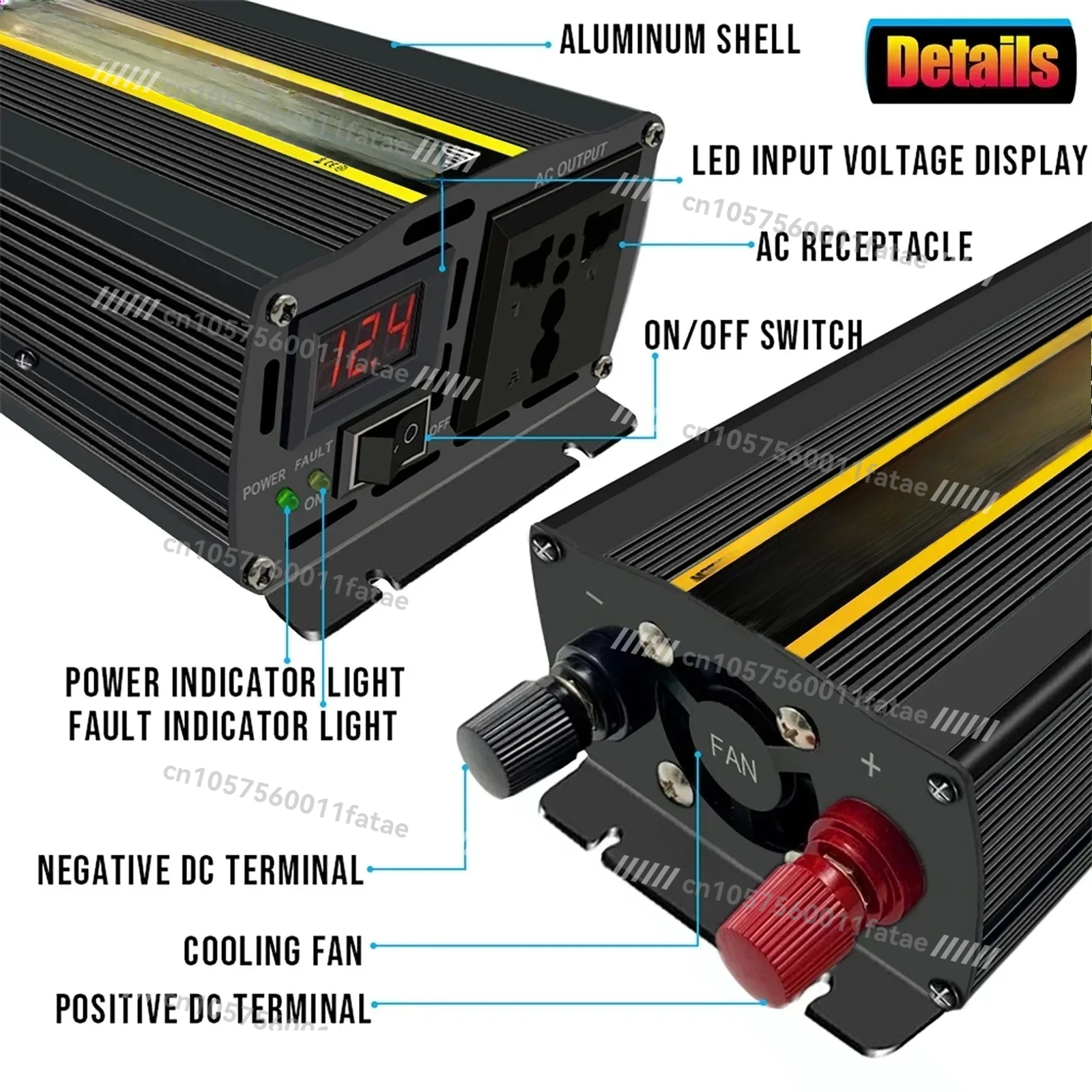 디지털 디스플레이 자동차 가정 야외용 DC12V 220V 변환기 컨트롤러 포함, 12000W 순수 사인파 전력 인버터 전압 변환기