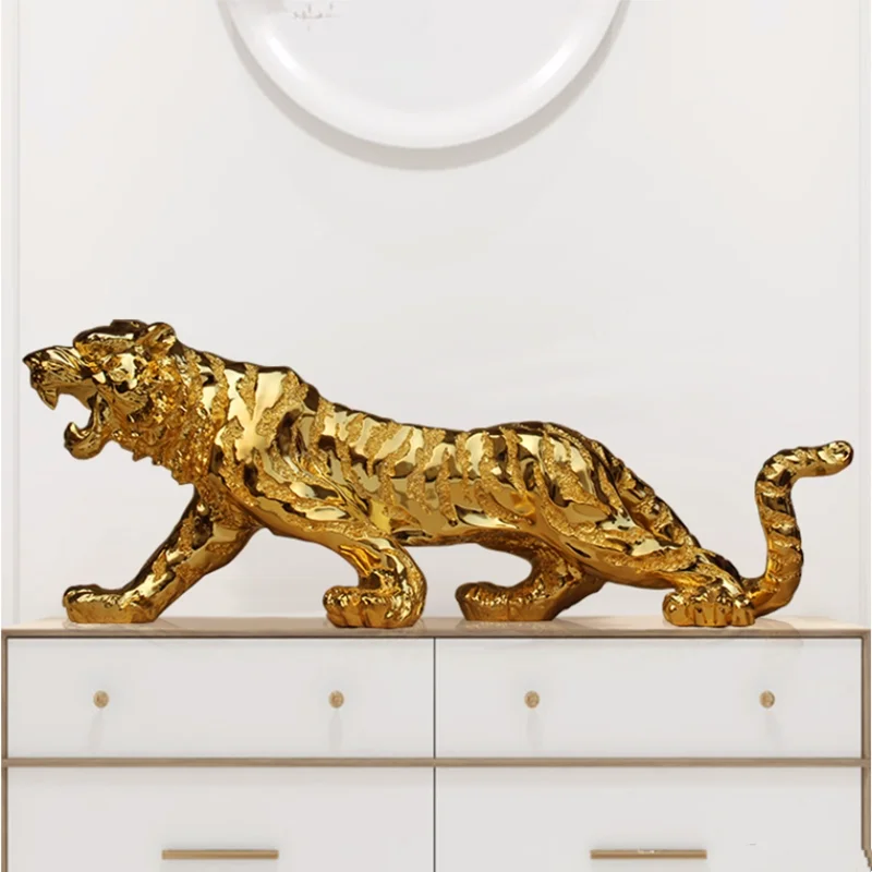 Golden Tiger Statue, Car Decorative Statue, Animal, Leopard, Lion