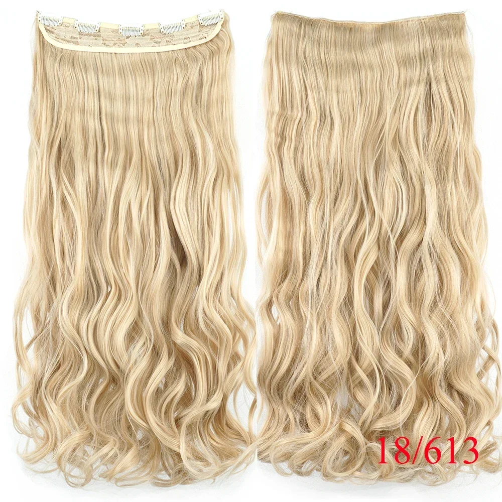 Extensions de cheveux synthétiques ondulées longues de 28 pouces blondes 613 à clipser, postiches synthétiques à clipser en une seule pièce pour femmes_voghion.com