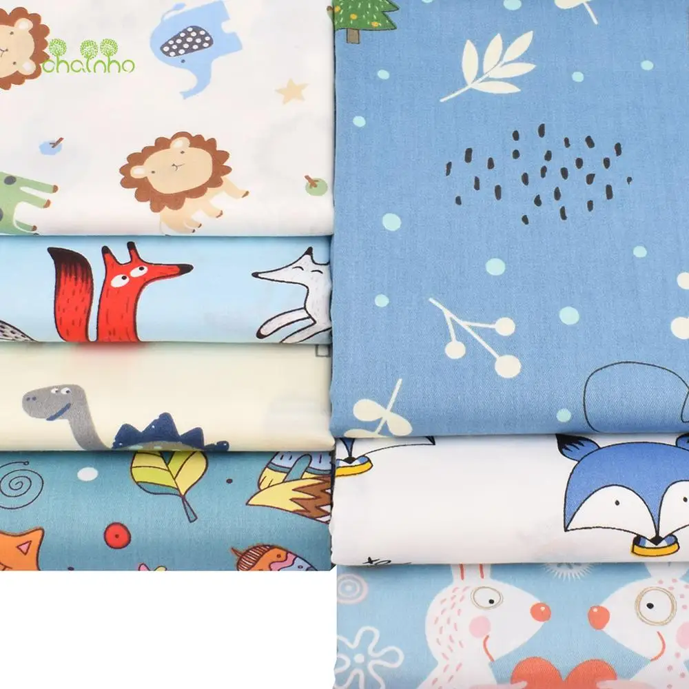 Chainho,Printed Twill Weave Cotton Fabric,DIY Sewing Quilting Material,Patchwork Cloth,Cartoon Series,2 Sizes,15C93