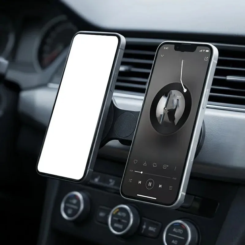 Dual-Phone Magnetic Car Mount with Secure Attachment Ring