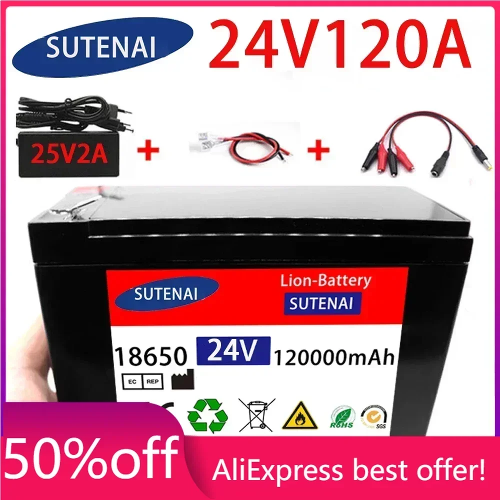 

24v 120A Li Ion 18650 Battery Electric Vehicle Lithium Battery Pack 21V- 25V 35Ah 120Ah Built-in BMS 30A High Current