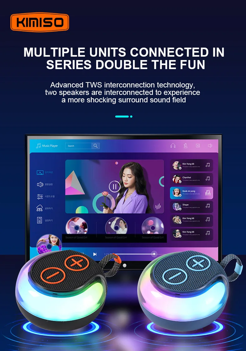 Mini Portable Waterproof Bluetooth Speaker Sound Activated RGB Mobile Music Loud Boombox Home Party TWS Wireless Subwoofer Card_voghion.com