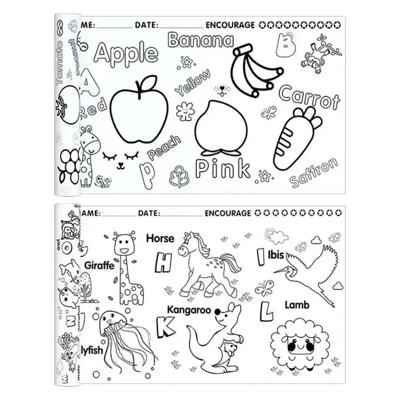 Coloring Paper Roll Stick-on Coloring Sheets For Kids Painting Roll Fruit  Vegetable Paradise Animal World Develop Color