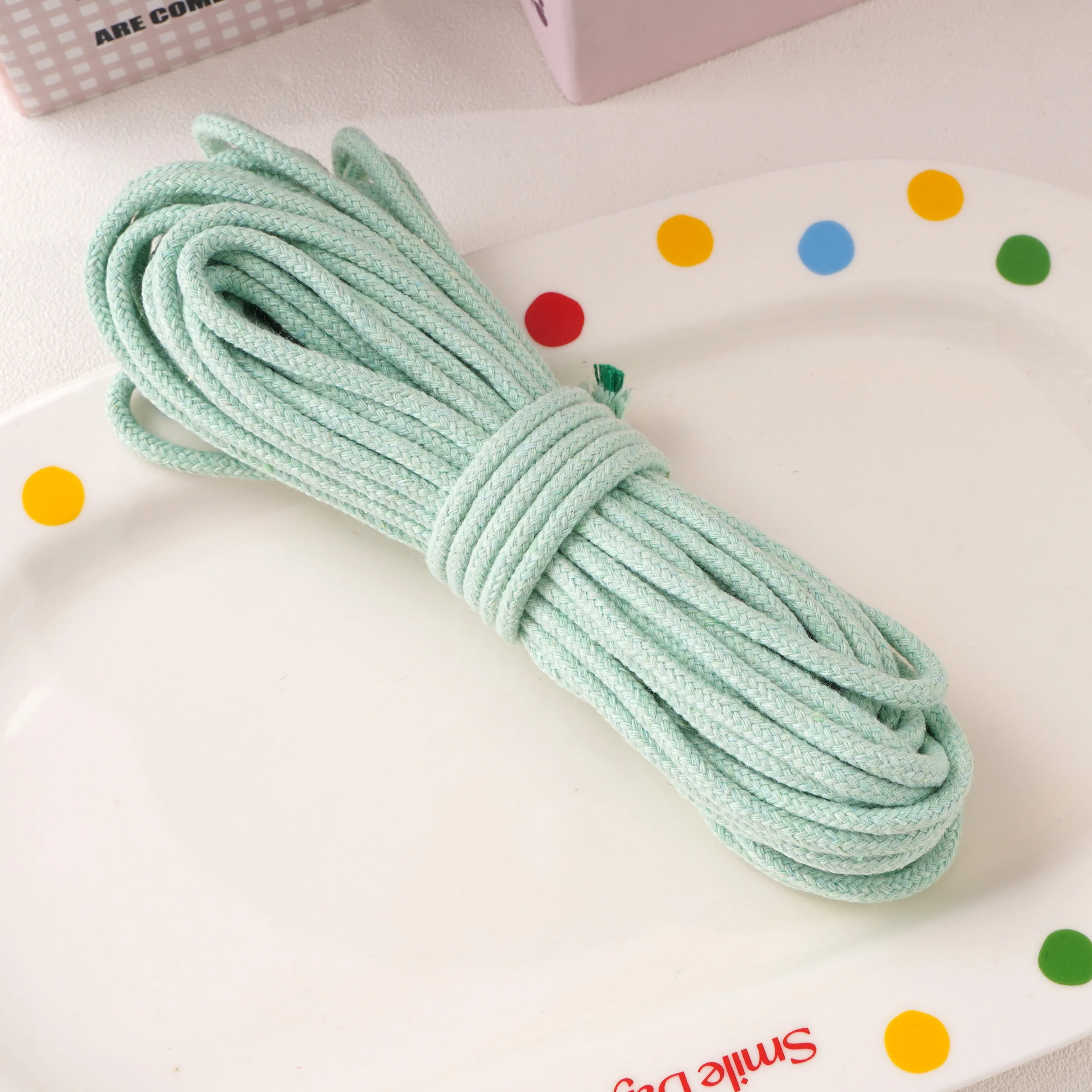 10-Meter Pack of 4mm Multi-Color Braided Cotton Rope for Crafts and Home Decor
