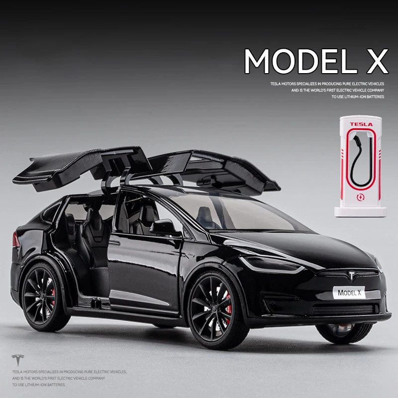 1:24 Tesla Model X Model Y Tesla Model 3 Alloy Die Cast Toy Car Model Sound and Light Children's Toy Collectibles Birthday gift