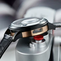 OBLVLO luxe rétro 45mm cadran squelette montres automatiques pour hommes bracelet en cuir de veau cristal minéral étanche montre mécanique VM 4