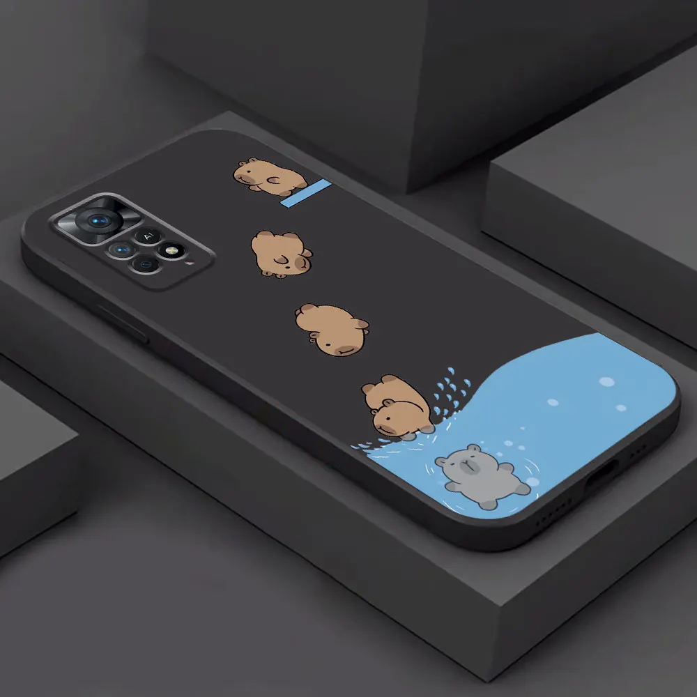 Black Soft Phone Case with Cute Capybara Design
