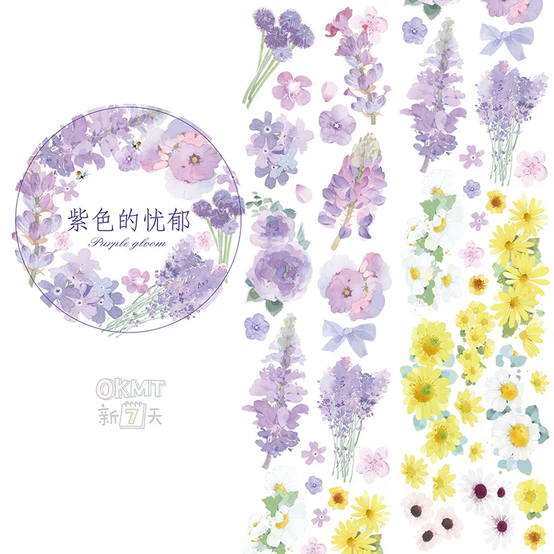 

washi tape roll Pet Flower Decoration Sticker Purple Melancholy Little Daisy Red