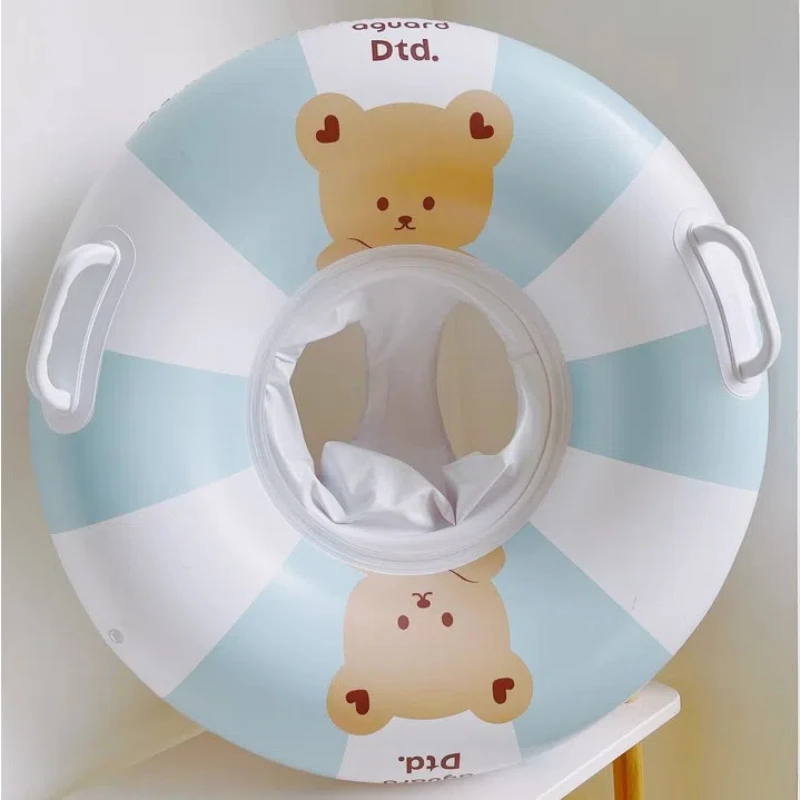 Korean Instagram Baby Swimming Circle, Cartoon Bear for Boys and Colored Seat Ring, Anti Rollover Life Ring for Children