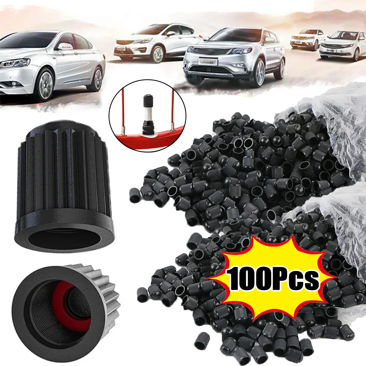 10-100개 자동차 타이어 밸브 캡 고품질 트럭 오토바이 MTB 로드 자전거 타..