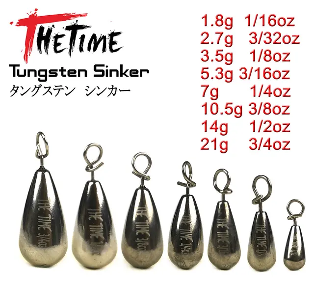 Thetime Tungsten Sinkers 1.8g-21g Fishing Weights Sinkers For Bass