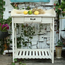 Estante de almacenamiento pastoral de estilo americano, mesa de madera maciza multicinética, estante de flores, decoración, mesa de almacenamiento al aire libre