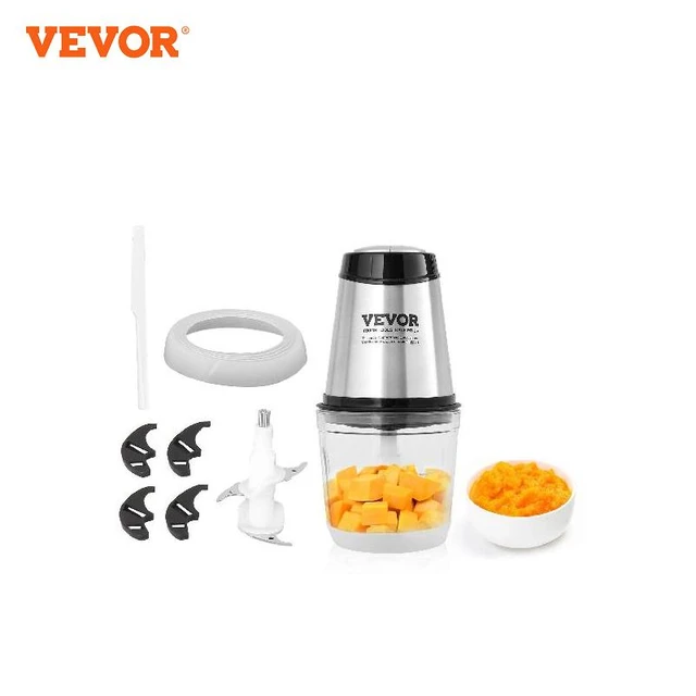 VEVOR Food Processor, Electric Meat Grinder with 4 Stainless Steel Blades, 400W Electric Food Chopper, 5 Cup Glass Bowl, 2 Speeds Food Grinder for