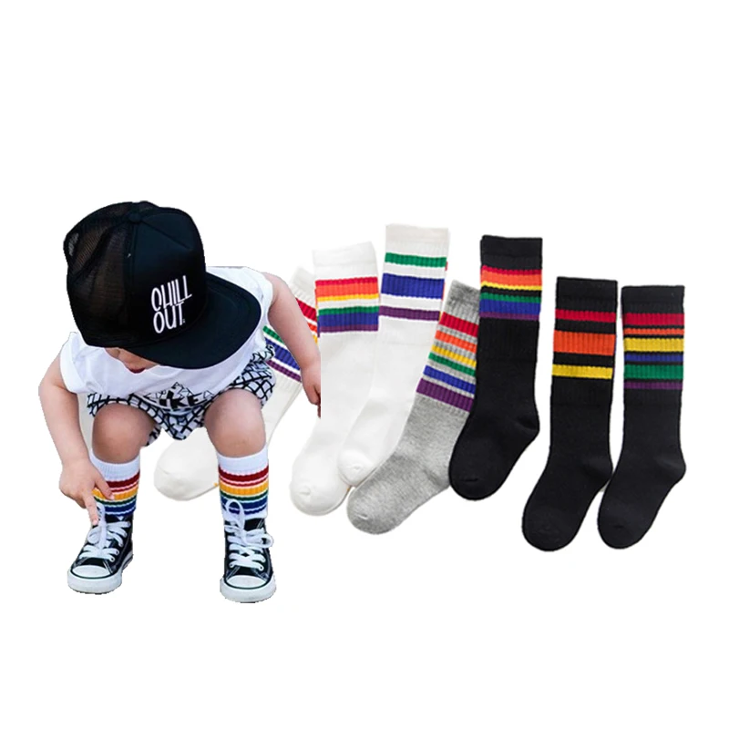 

Baby Medium Socks Cotton Rainbow Stripes Colorful Socks Men Women Classic Warm Casual Kawaii Cute Christmas Unisex 1-10 Years