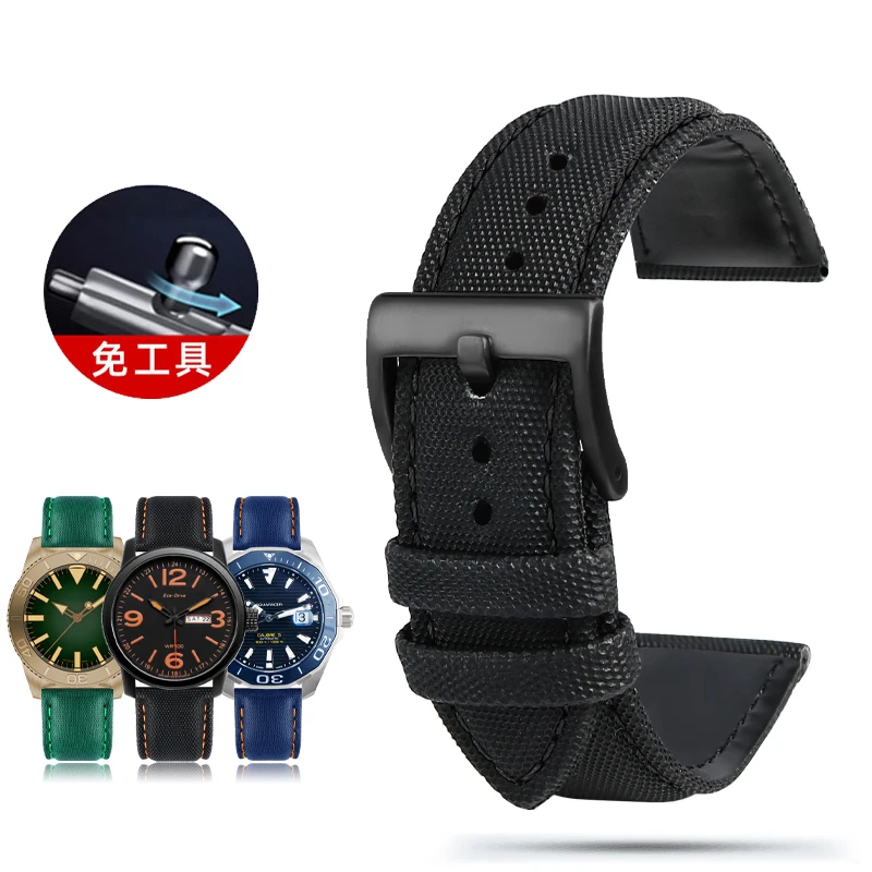 Vibrant Multi-Color Unisex Canvas Watch Band Bracelet - Blue, Orange, Black, Red Lines