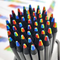 12/6Pcs Colored Black Wood Color Pencils, 7 in 1 Rainbow Drawing Pencil. for Sketching, Doodling, Coloring, Painting 1