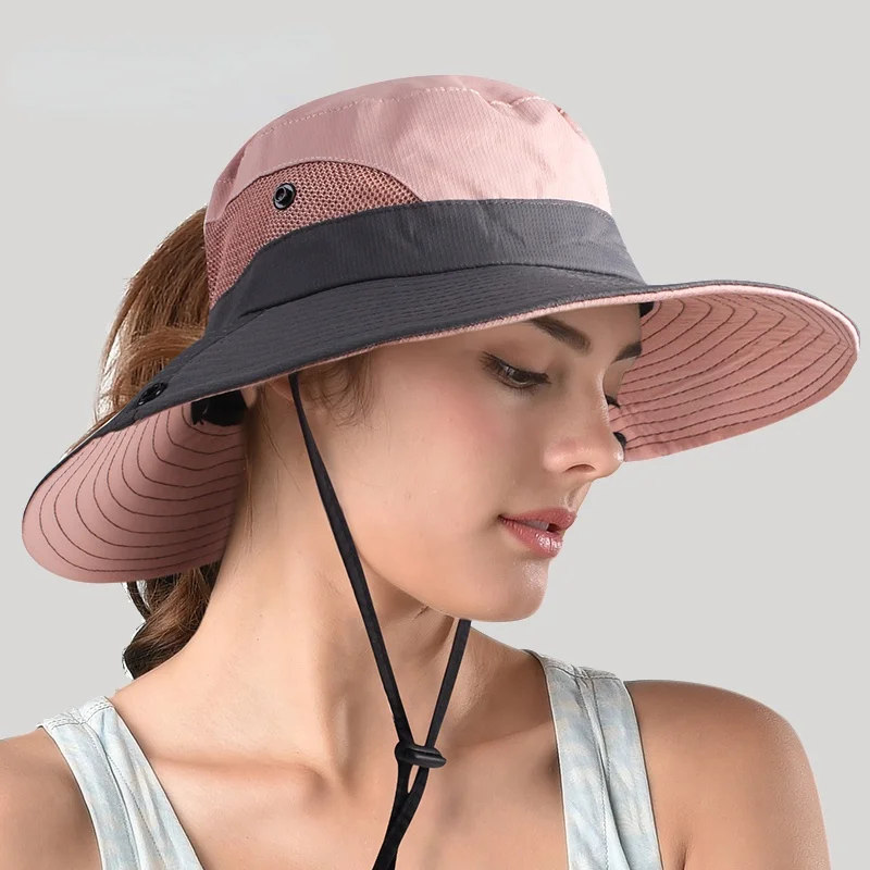 

Safari Sun Hats for Women Summer Hat Wide Brim UV UPF Protection Ponytail Outdoor Fishing Hiking Hat for Female 2021