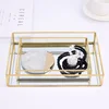 Nordic Retro Storage Tray Gold Rectangle Glass Makeup Organizer  Dessert Plate Jewelry Display Home Kitchen Decor WF1015 3