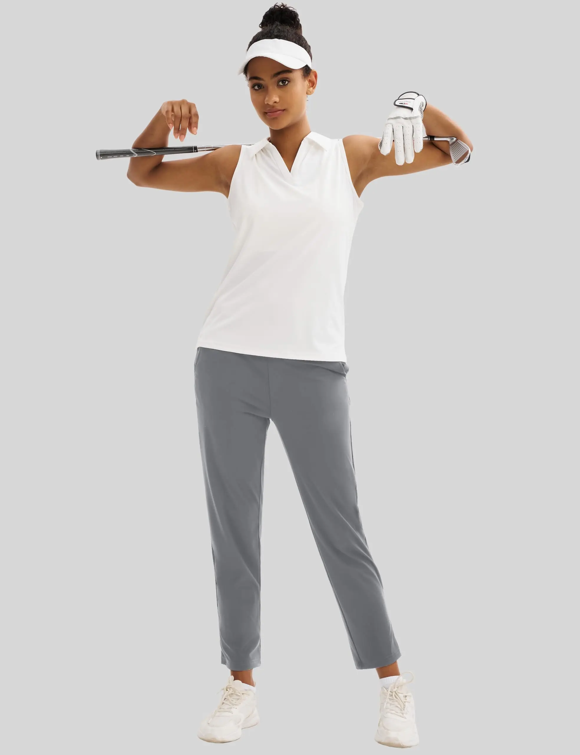 TACVASEN UPF 50+ Golf Pants Women's Stretch Pants High Waisted Work Athletic Casual Dress Pants 5 Pockets for Yoga Business