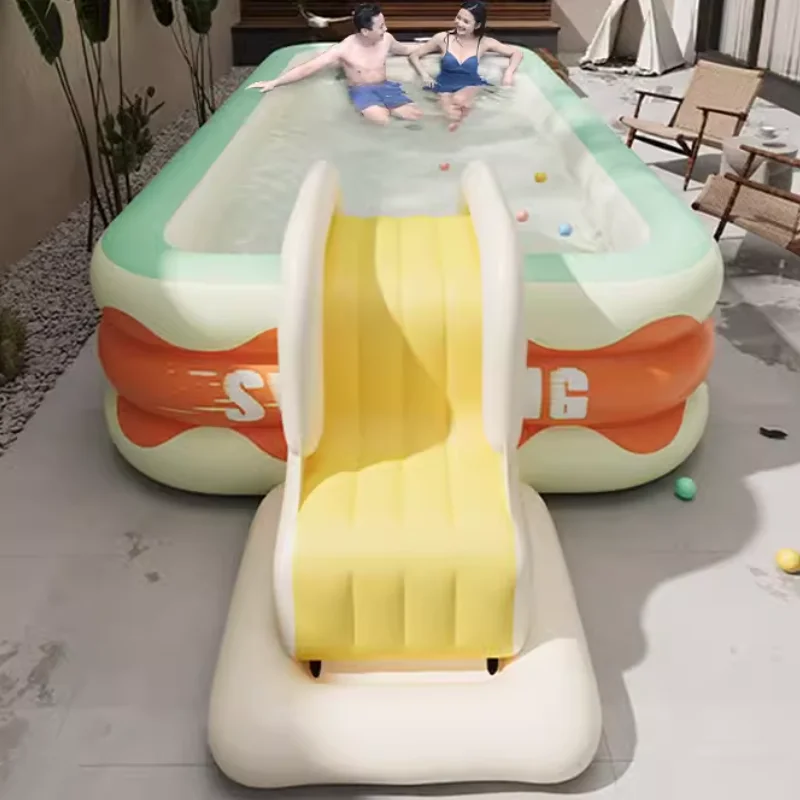2.6M Large Family Inflatable Swimming Pool Baby Framed Pools Outdoor Folding Paddling Piscina Kids Slide Pool Game Toys