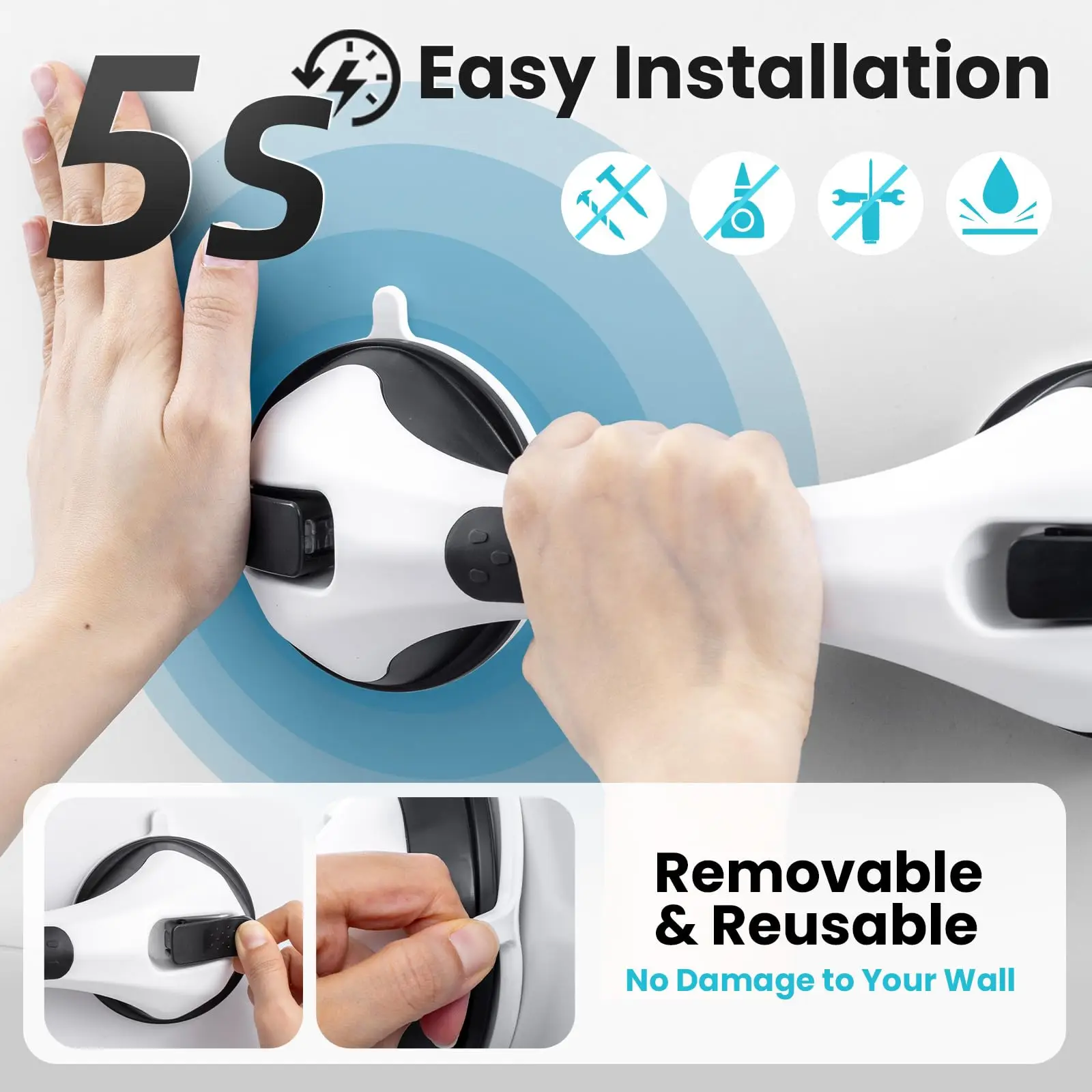 TAILI 2pcs Safety Helping Handle Shower Handle Suction Grab Handles Safety Shower Grab Bars for Seniors, Elderly, Hand Rails