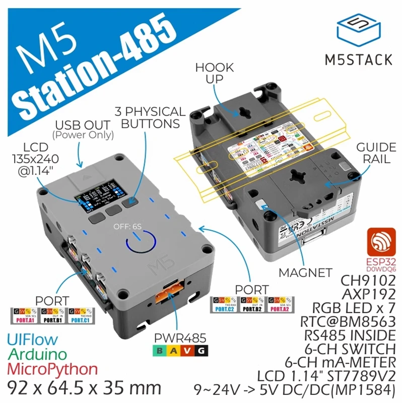 

M5Stack M5Station-485 промышленная плата управления программируемый встроенный контроллер ESP32 IoT