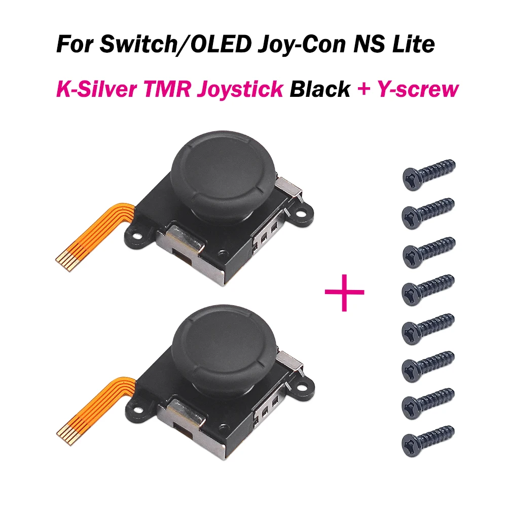 K-SILVER Electromagnetic Joystick Replacement - 3D Analog White ThumbStick for Gaming Controllers (2/4/10 Pack)