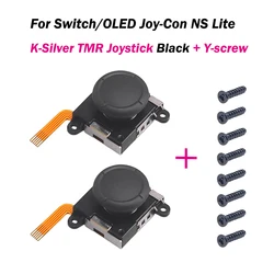 K - SILVER Electromagnetic Joystick Replacement - 3D Analog White ThumbStick for Gaming Controllers (2/4/10 Pack) (2pcs Black Set)