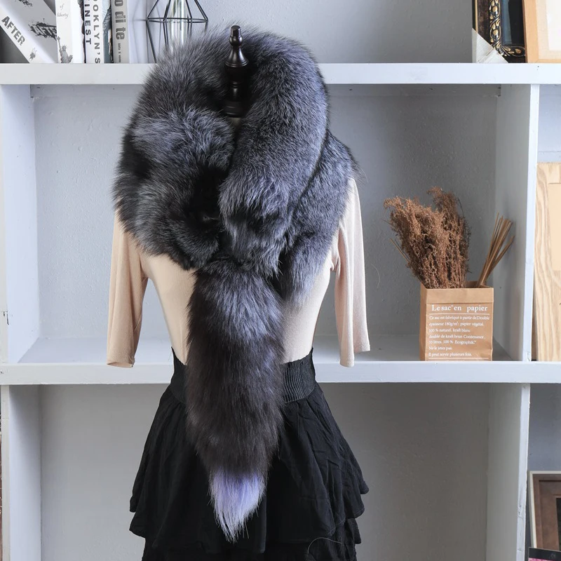 Unisex Real Fur Fox Scarf Men Woman Winter Warm Natural Fur Shawl