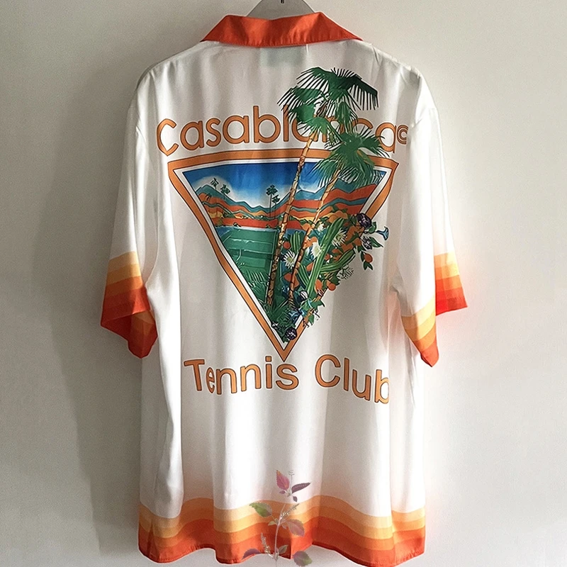 

Tennis Club Print Casablanca Suits Breathable Comfort Single Breasted Short Sleeve Shirts Casablanca Short Pants