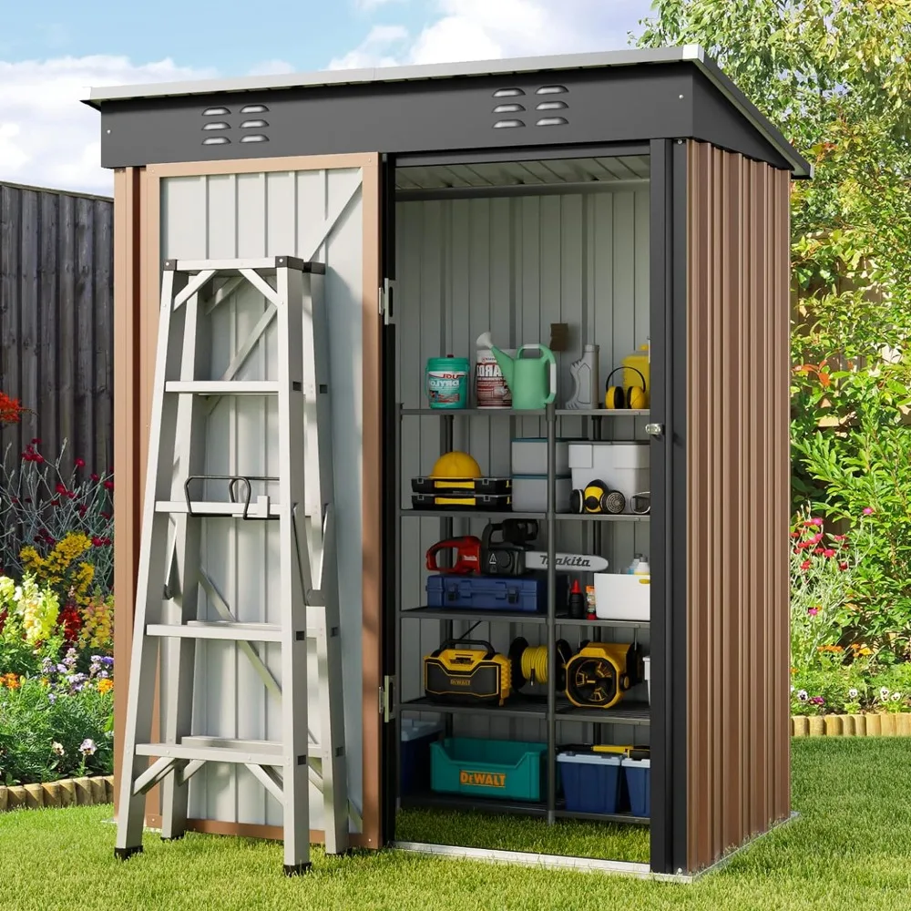 

5'x 3' Outdoor Storage Shed with Singe Lockable Door,Galvanized Metal Shed with Air Vent Suitable for The Garden