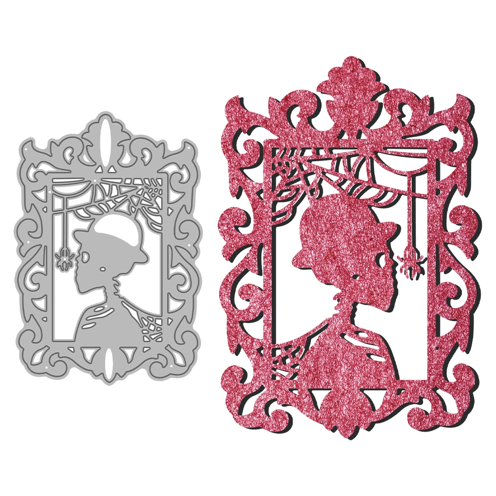 Mangocraft Halloween Gentle Skull Vintage Cutting Diy Scrapbooking Forniture Metal Cut Dies Knife Mold For Cards Album Decor