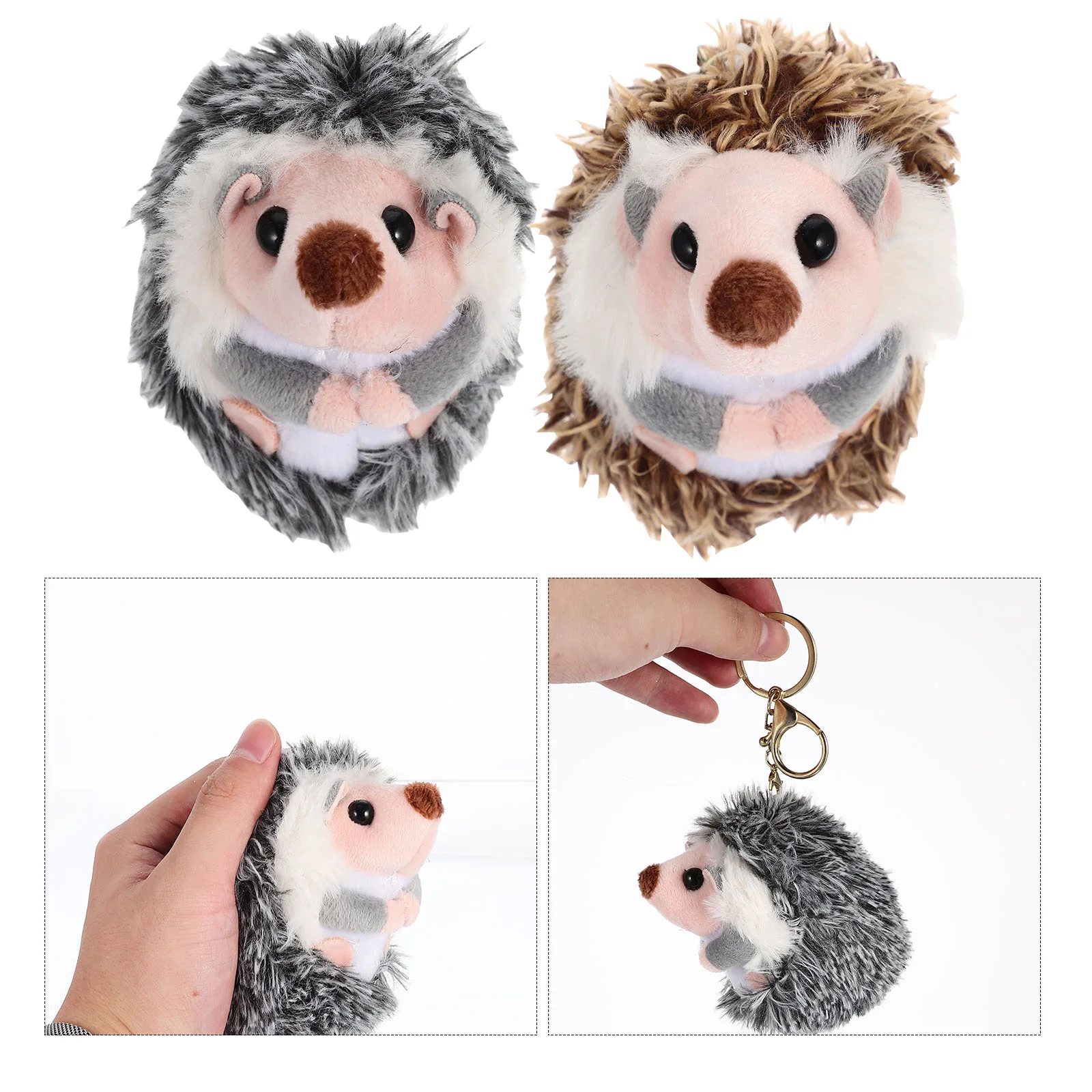 

2 Pcs Key Chain Backpack Pendant Stuffed Hedgehog Plush Keychain Pp Cotton Pendants