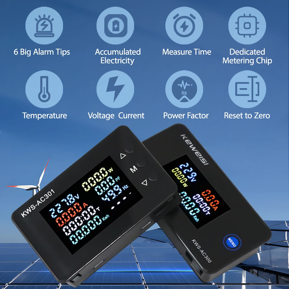 KWS-AC301 디지털 AC 전압계 전류계 50-300V 20A/100A 와트미터 KWh 에너지 미터