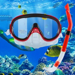 Wide-View Snorkeling Set for Adults - Ideal for Scuba Diving, Swimming, and Travel (Red)