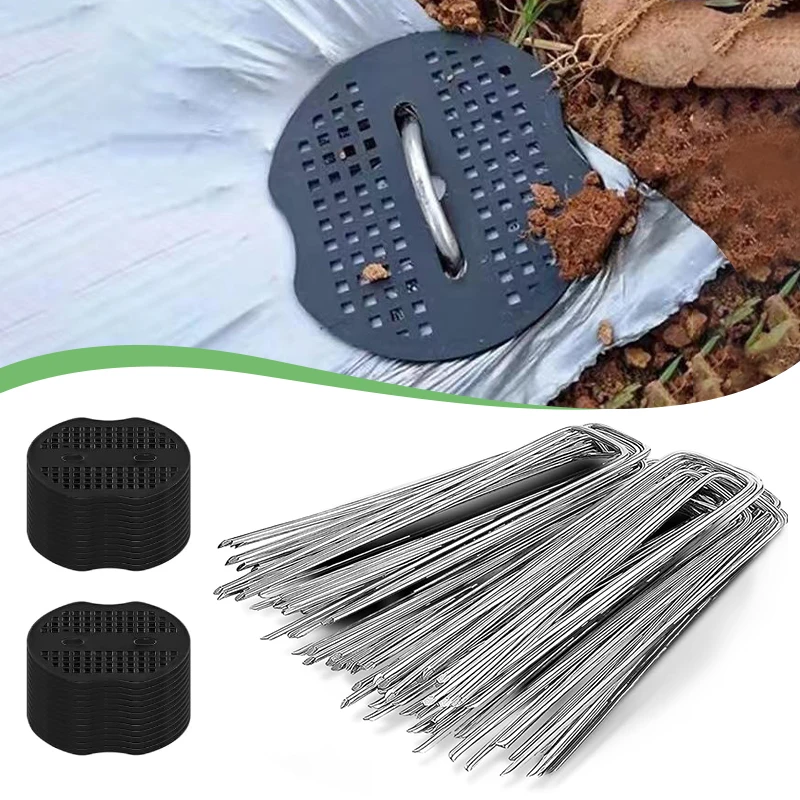 20/40 Pcs Garden Stakes Stainless Steel Metal Bent Nails Gardening Fixing Tools Film Stakes Trellis Mulch Nails