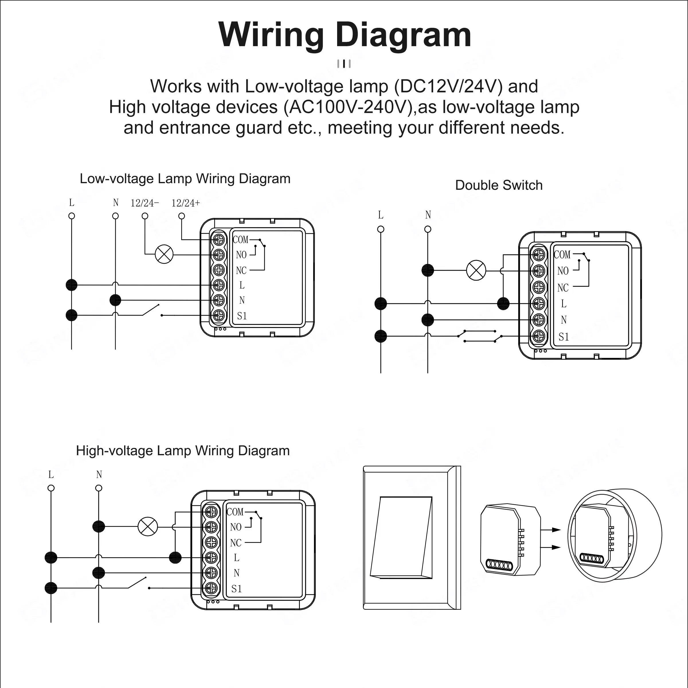 GIRIER Smart ZigBee Switch Module Dry Contact 5A Smart Home DIY Breaker Relay DC 12/24V AC 100-240V Works with Alexa Hey Google smart switch smart light switch