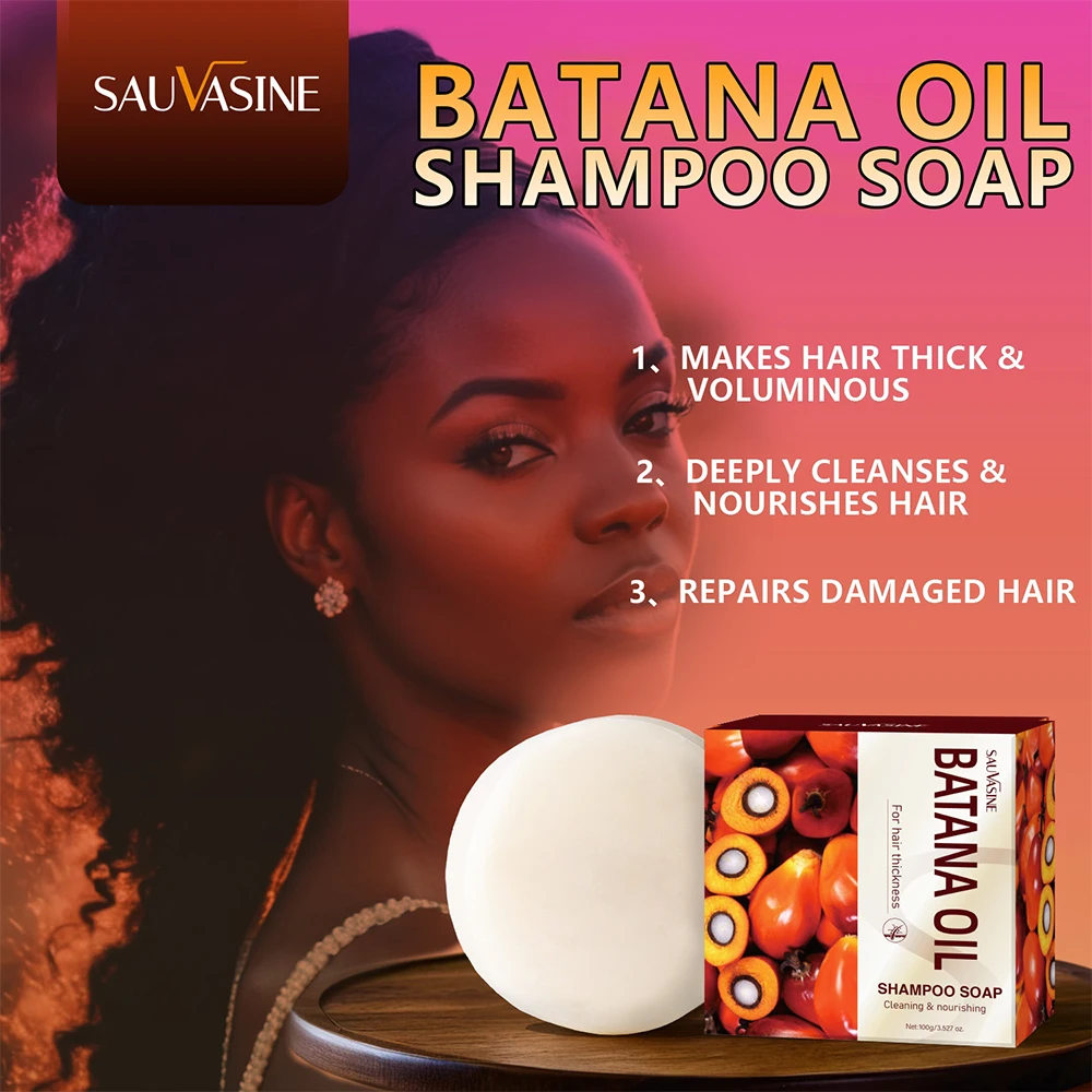 Pure Organic Batana Oil Shampoo Soap Bar Batana Hair Shampoo Repair Damaged Hair Treatment Growth Cleansing Soap hair shampoo