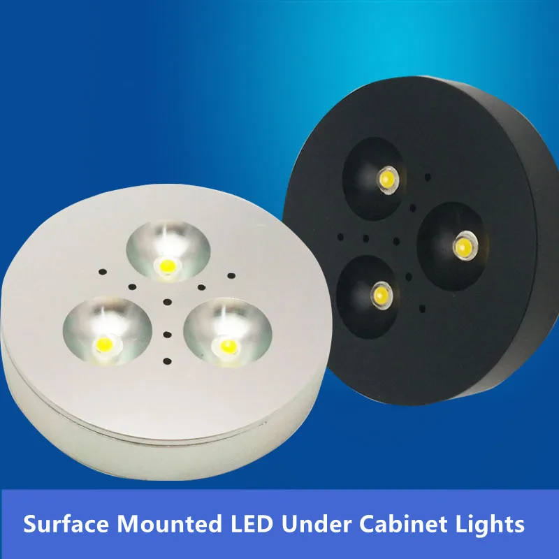 Dimmable 4W / White / Black / Silver Shell Super Bright Led Under Cabinet Puck Bulb Light 3000K / 4000K / 6000K